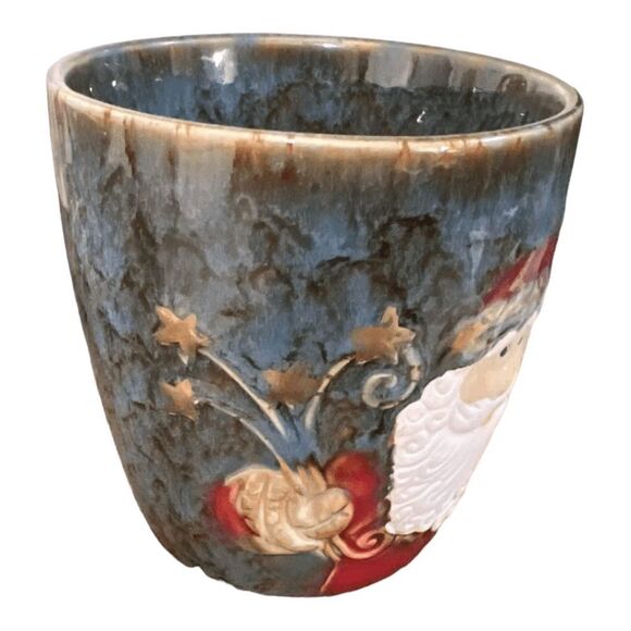 Stoneware Hand Painted Santa Claus 16oz Ceramic Coffee Mug Christmas Mug Holiday - Picture 2 of 3